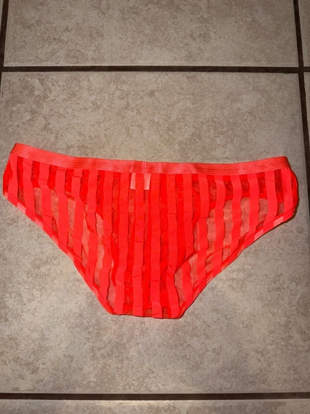 Sheer Striped orange Bikini Brief